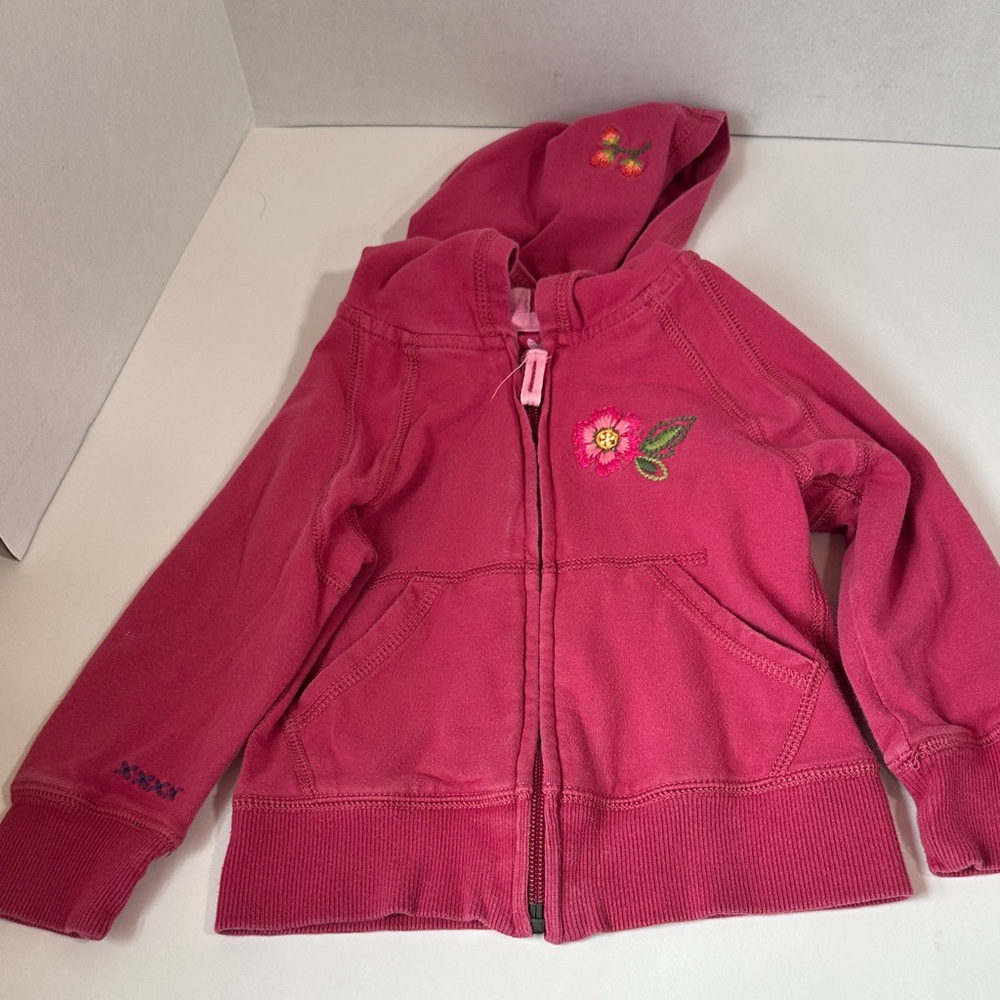 Baby gap pink embroidered hoodie zip up size 18-24 months